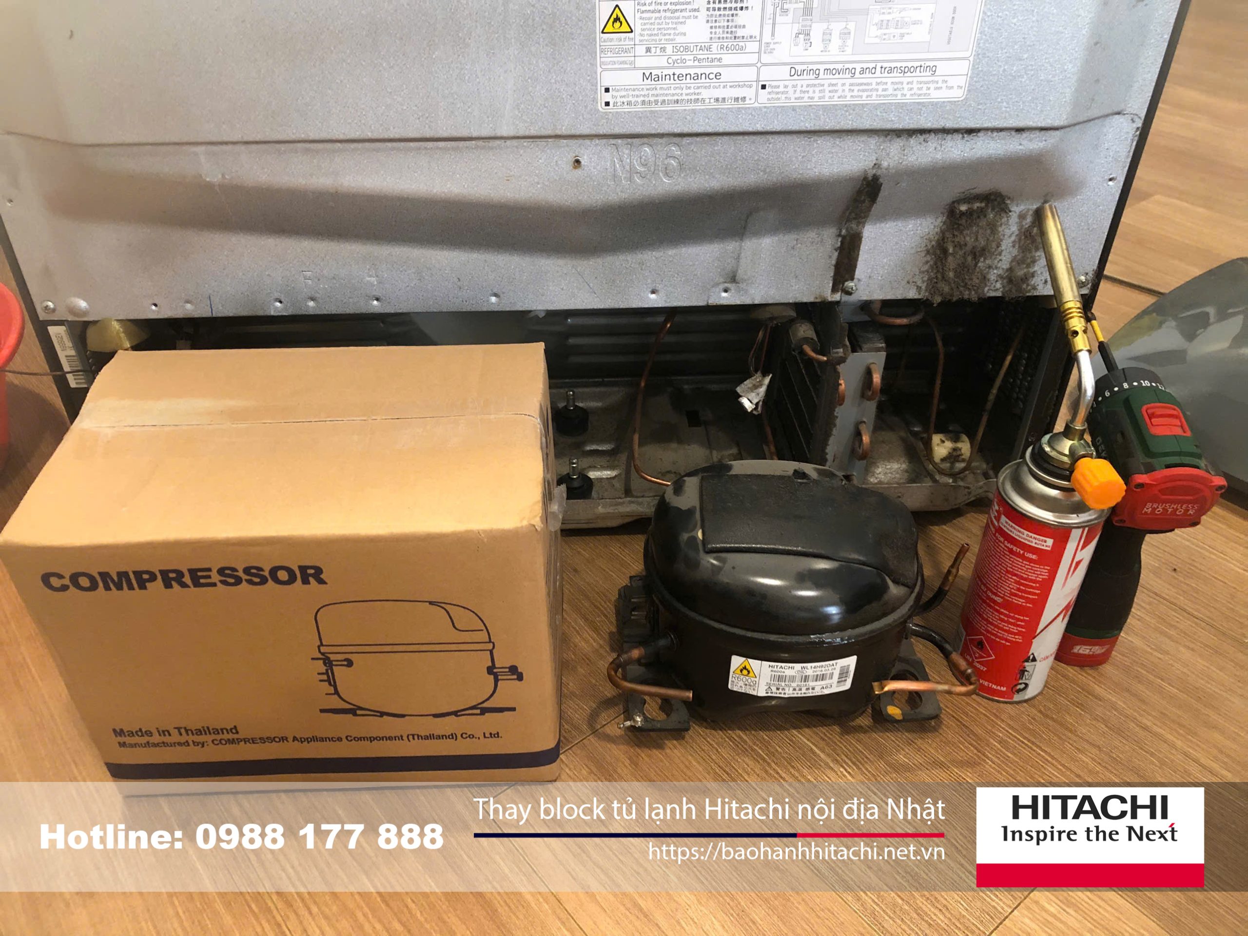 Ống đồng, bộ phận mới thay cho block tủ lạnh Hitachi nội địa Nhật. Đảm bảo hoạt động ổn định, tiết kiệm điện năng và kéo dài tuổi thọ của tủ lạnh Hitachi. Thay thế Dịch Vụ, uy tín.