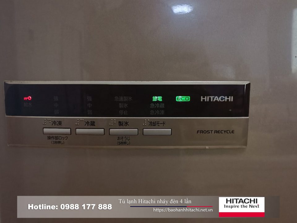 Điều khiển tủ lạnh Hitachi với chức năng tiết kiệm điện, chế độ Frost Recycle, các nút bấm cảm ứng dễ sử dụng, phù hợp với các dòng tủ lạnh cao cấp của Hitachi.
